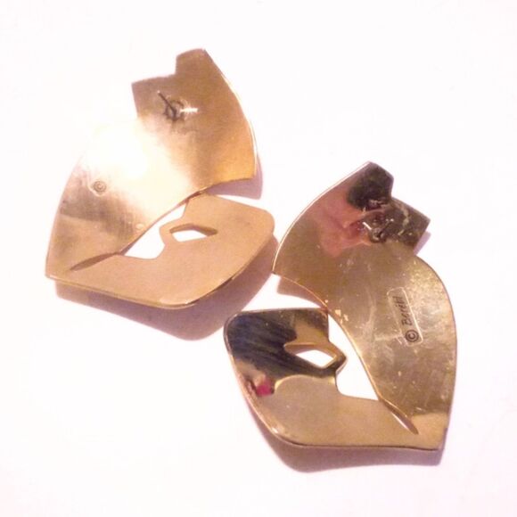 Vintage Berebi Large Gold Tone Enamel Abstract Statement Earrings - Picture 4 of 4